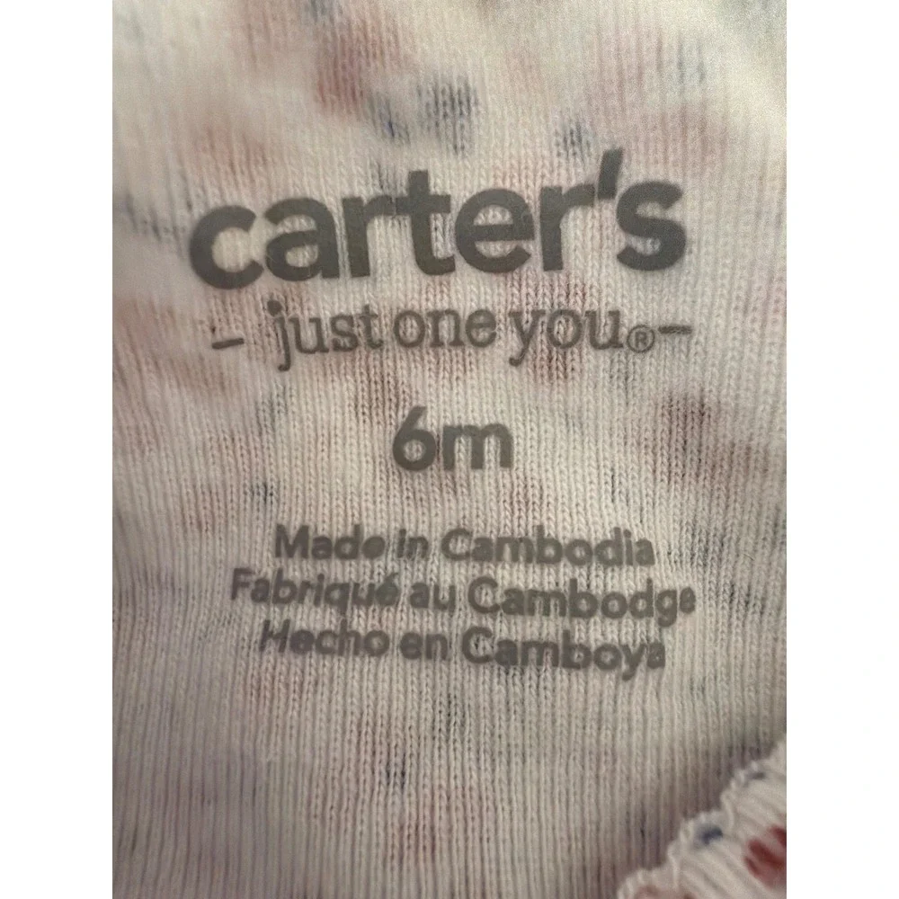 Carters Bodysuits Baby Girl 6Mo Blue Pink Excellent Lot of 3 Floral Striped L/S
